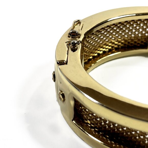 Vintage RLL RALPH LAUREN Bracelet Hinged Cuff Bangle Mesh Gold Tone Small - Picture 7 of 9